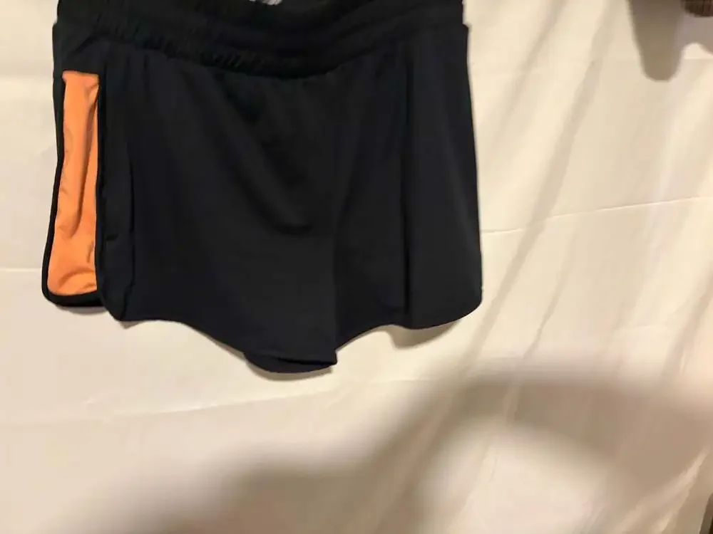 Reebok Women's Black and Orange Running Shorts, Size M